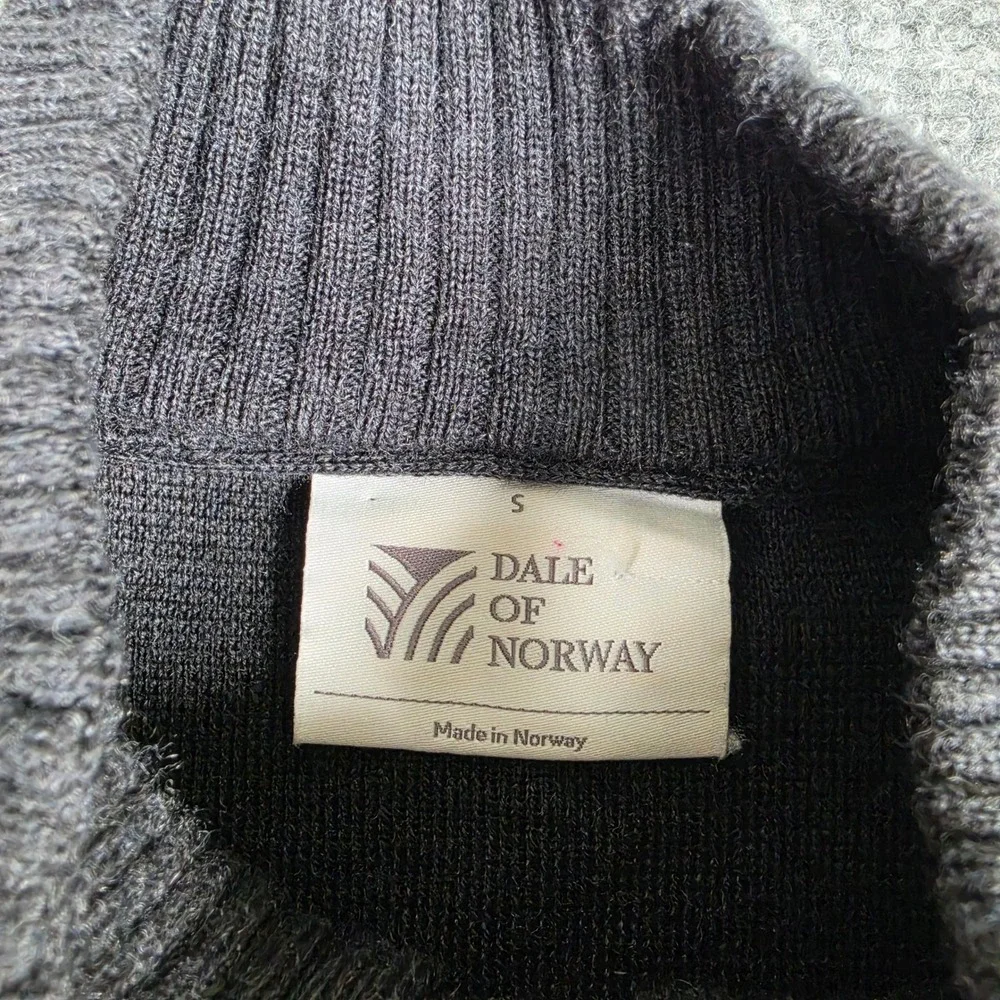 Dale of Norway Full Zip Sweater Mens S Black Merino Wool Nordic Fair Isle